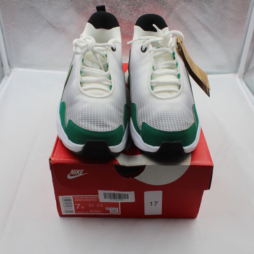 Nike Air Max Nova Sz 7Y Youth Sneakers White Gold Malachite Green NWB FN4446-107